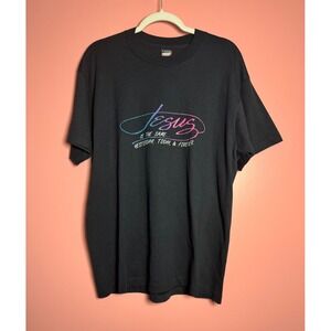 Screen Stars Best Jesus Graphic Tee Mens XL Black Good Vintage 90s USA Made